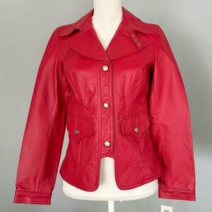 Vintage 90s Red Leather Jacket Moto Style by Cami
Biker Christmas Western Sz 6